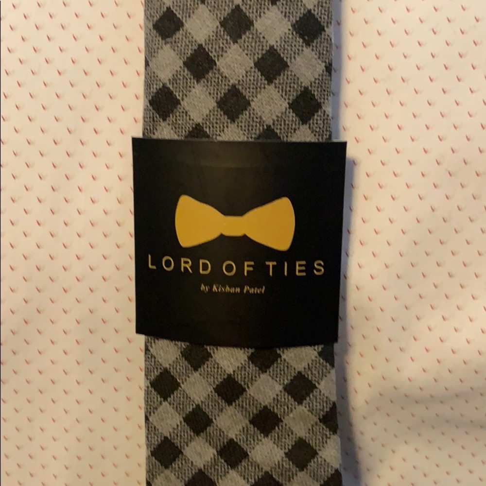LORD OF TIES Black Grey Men’s Tie by Kisban Patel - Picture 2 of 5